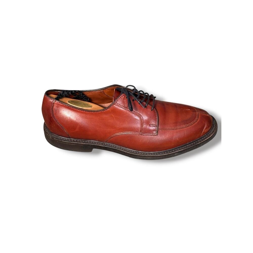 Vintage Allen Edmonds Split Toe Derby Shoes Cognac Brown Leather USA 10 E Preppy